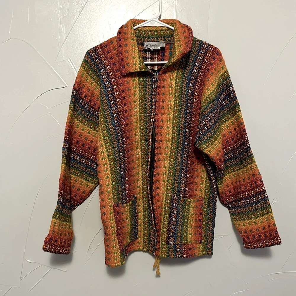 DEL MUNDO El Dorado Springs Co. Rainbow Mountains Colorful Wool Jacket EUC M-L